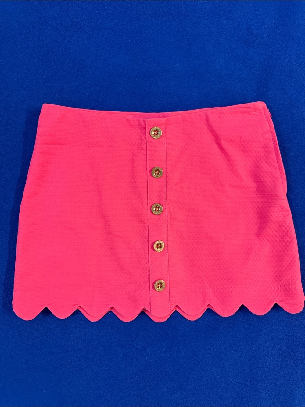 Lilly Pulitzer Bright Pink Scalloped Button-Front Mini Skirt size 00
